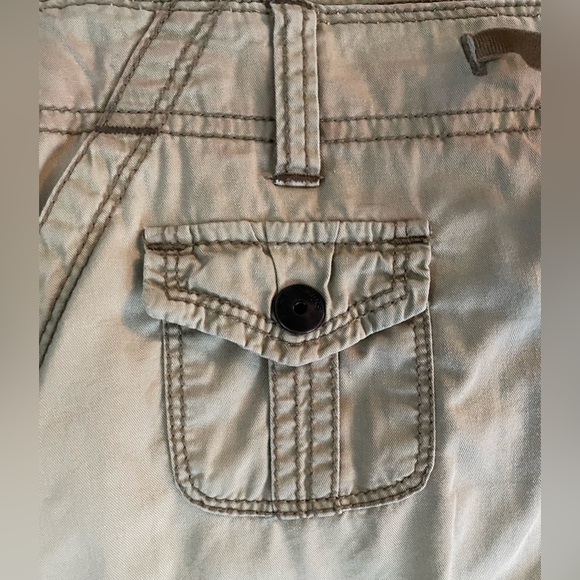 Khaki Cargo Retro 90’s Y2K Skirt 7 Pockets Cotton Knee Length Size 5 - Picture 7 of 7